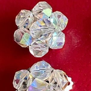 Aurora Borealis clip on Earrings and Pin